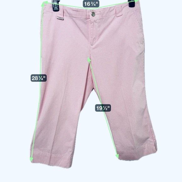 Lauren Active by Ralph Lauren Pink Striped Cropped Pants Women’s Size 10P - Picture 10 of 12